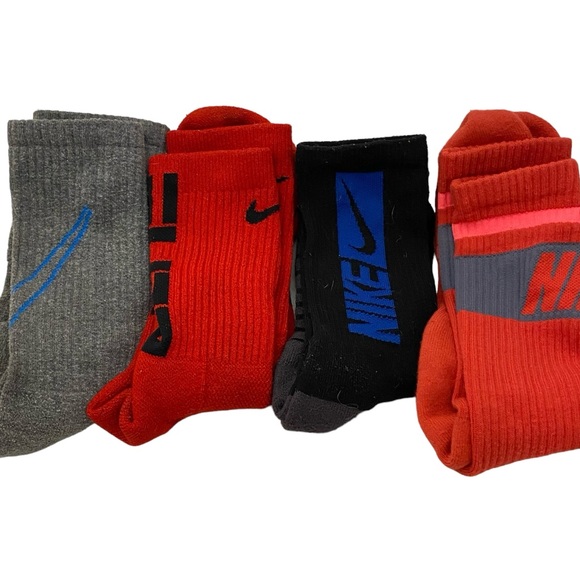 Nike Other - Nike Men’s Sock Lot of 4 Red Elite Black Gray Socks Long Socks Sneakerhead
